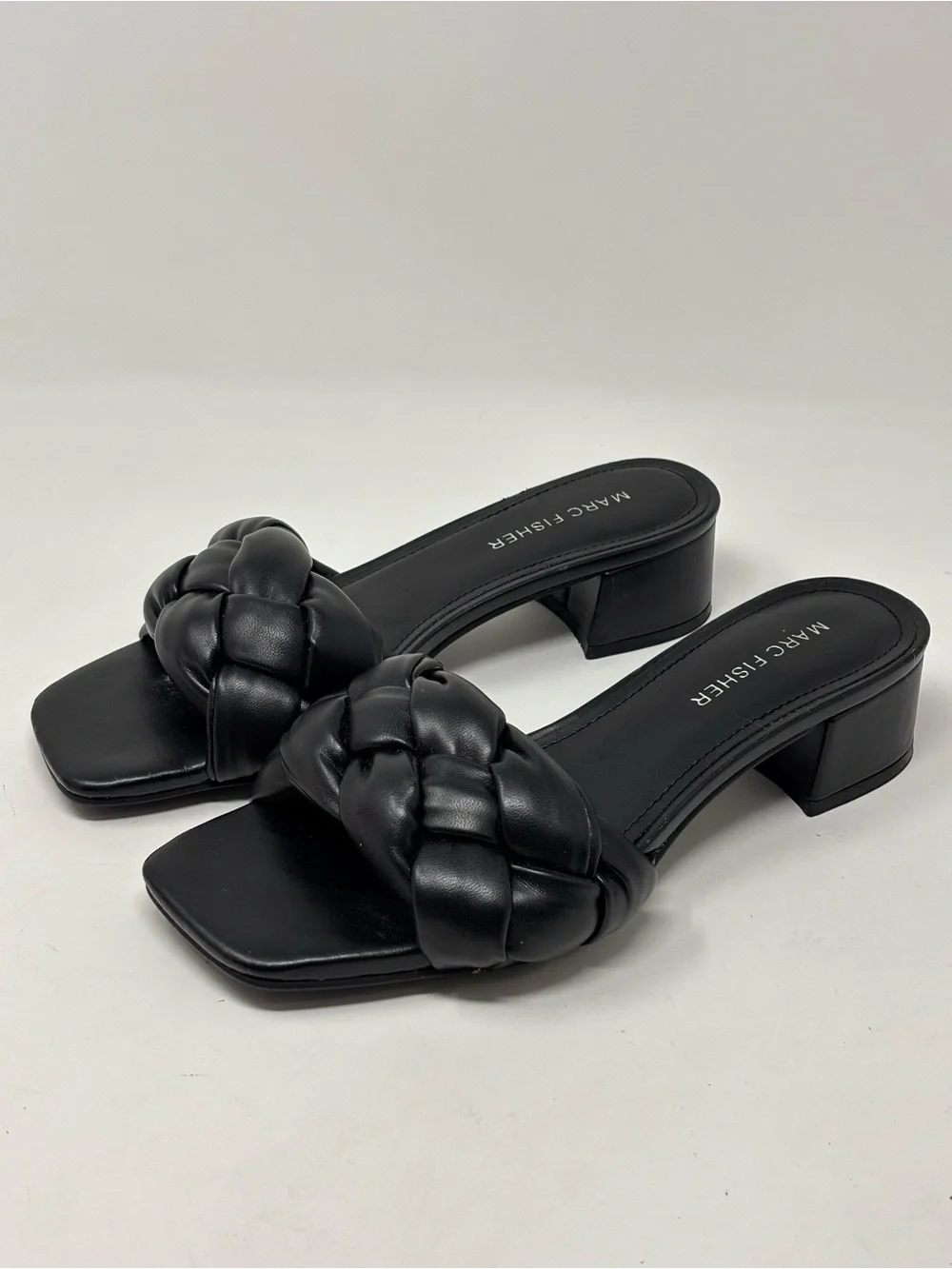 Marc Fisher Calicea black braided mule sandals size 5.5